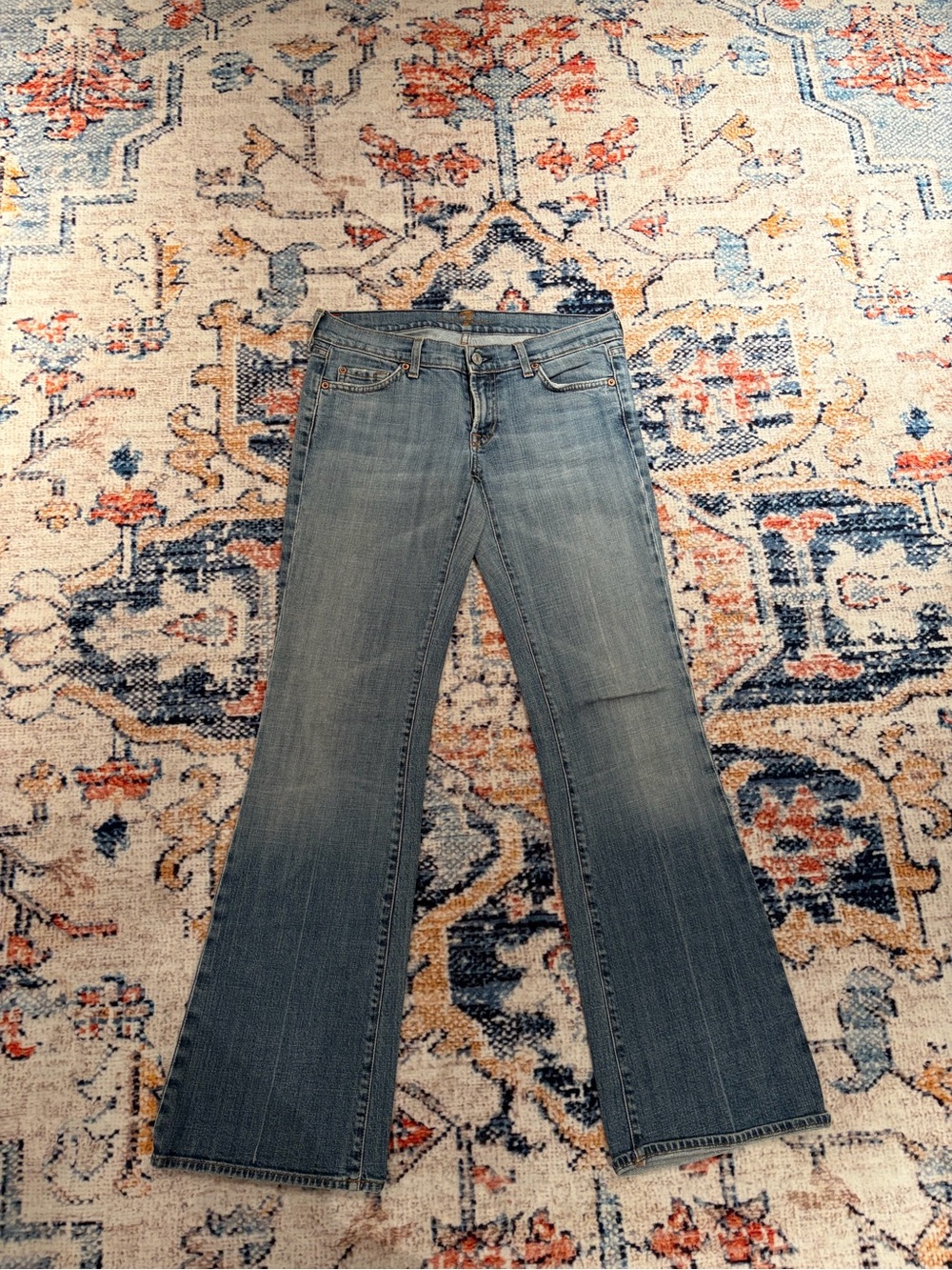7 For All Mankind Women's Flare Jeans in Light Blue Wash